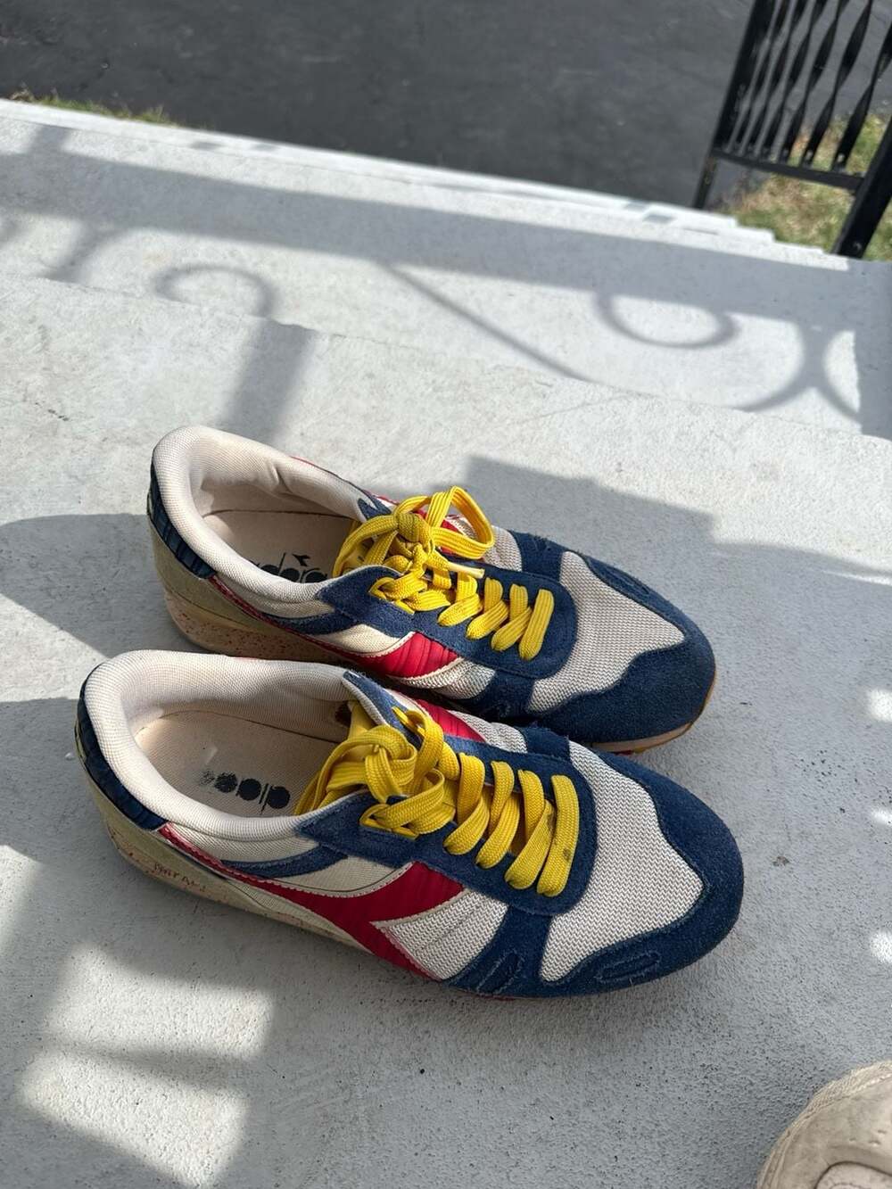 Diadora Titan Impact Control Retro Running Shoes Blue Red Cream Size US 8.5